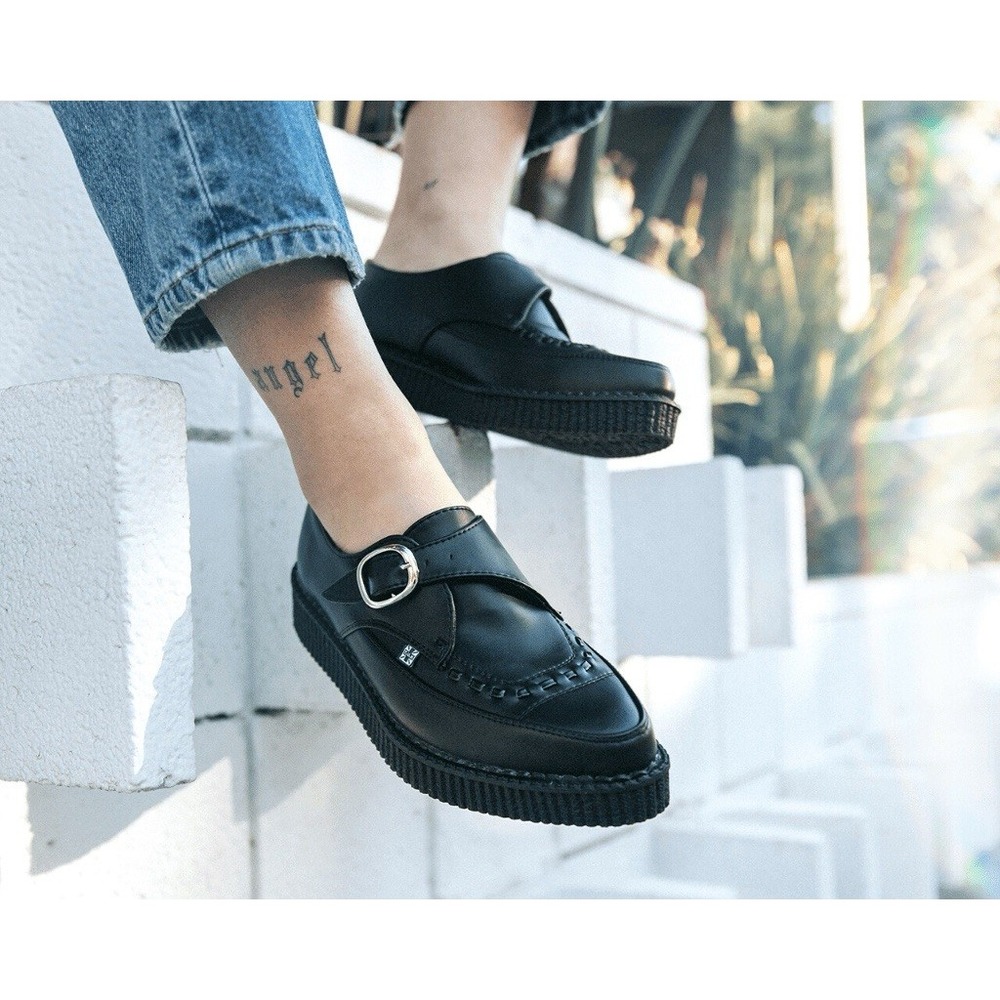 T.U.K. Black TUKskin Pointed Buckle Creeper M9/W11 Punk Goth Whimsigoth $120